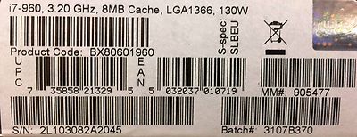 Intel Core i7-960 3.2GHz Quad-Core (BX80601960) Processor for sale 