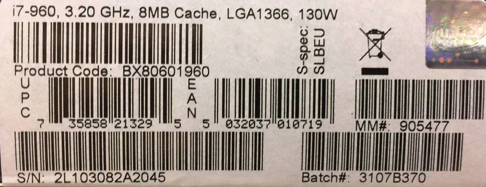 Intel BX80601960 SLBEU Core i7-960 Processor,8M Cache, 3.20 GHz, 4.80 GT/s NEW - Image 2 of 2