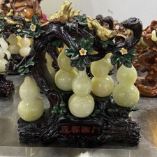 5.2lb Natural Crystal.hetian jade.Hand-carved.Exquisite gourd statues
