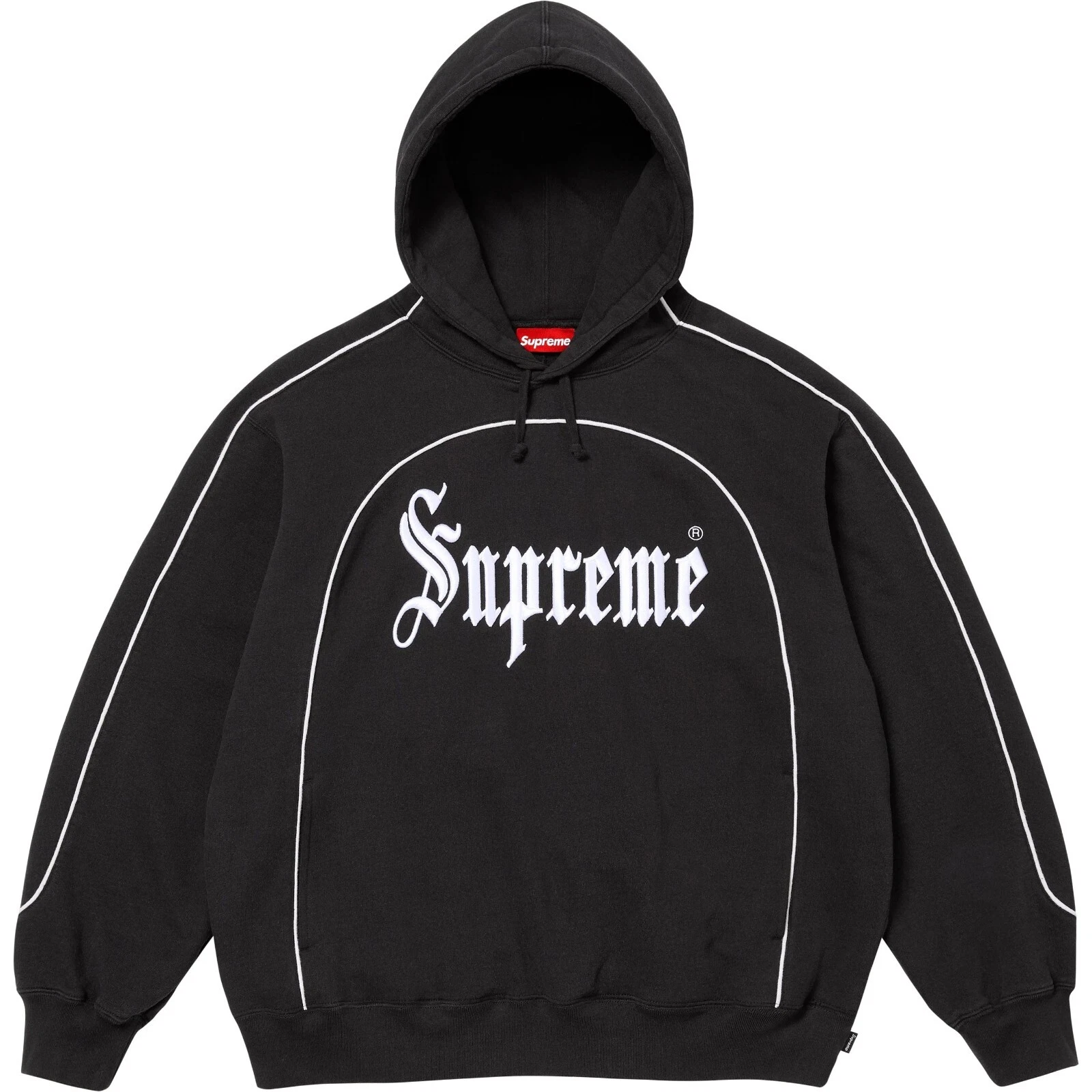 Sweat à capuche Supreme SS25 Curve Piping logo noir blanc taille XL neuf EXPÉDIÉ