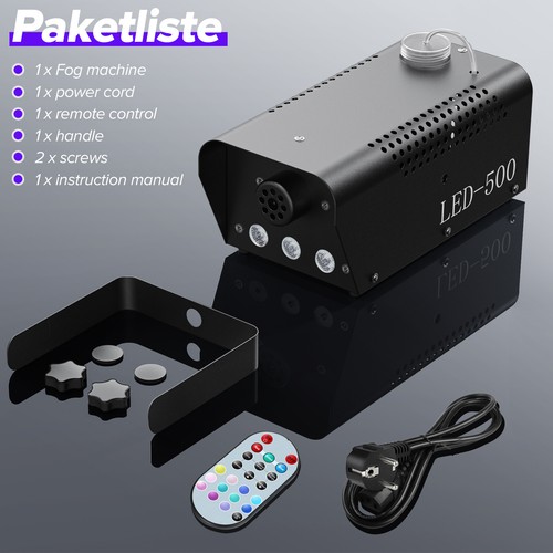500W Smoke Fog Machine 3 LED Lights RGB Fogger Effect Disco DJ Wedding Remote - Picture 2 of 11