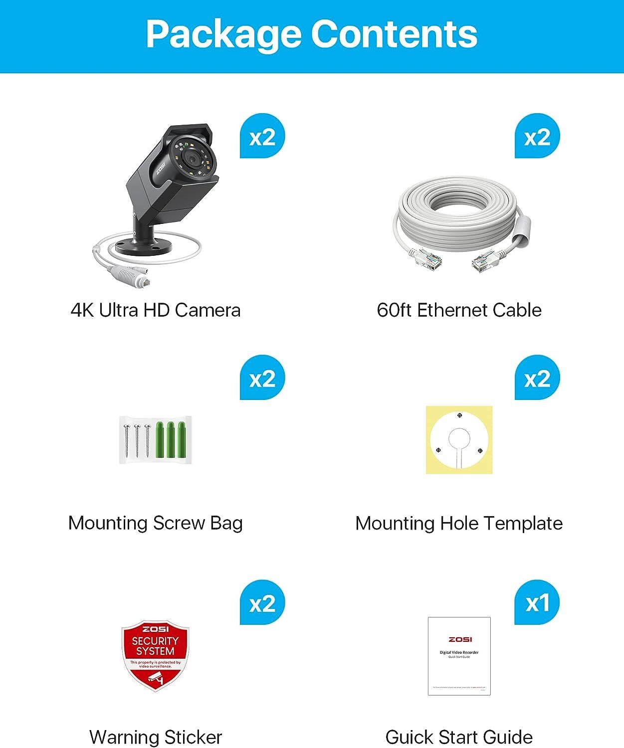 ZOSI 4MP/5MP/8MP PoE Security IP Camera Add-on Outdoor Sound&Light Alarm Network