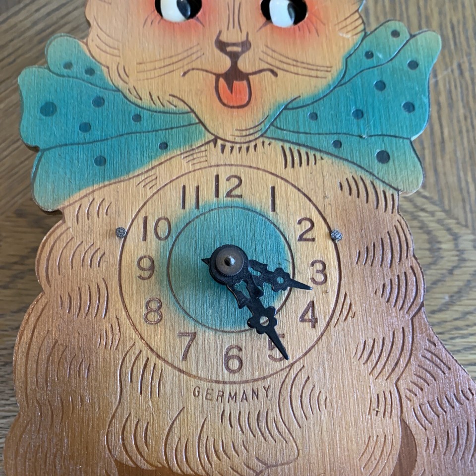 Antique Rare Helmut Kammerer German Child Cuckoo Clock Germany Cat With