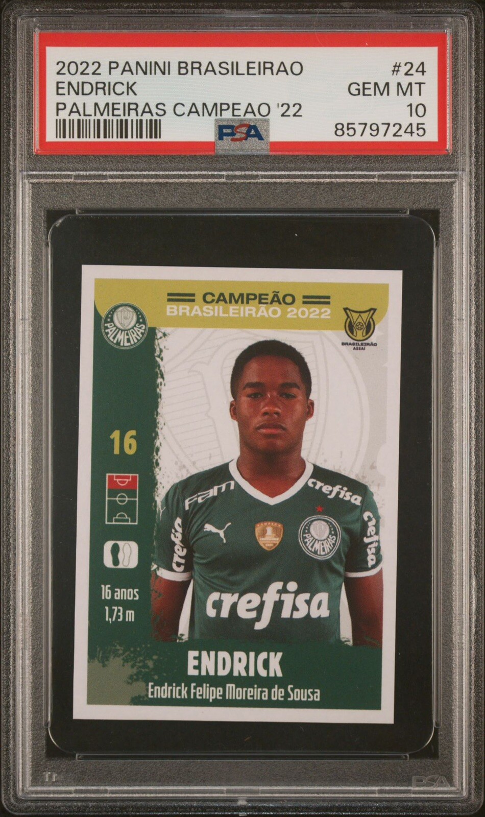 2022 Panini Palmeiras ENDRICK Rookie RC Sticker PSA 10 Real Madrid ...