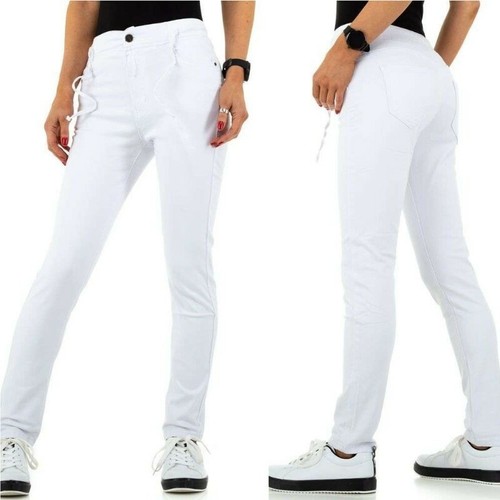 Pantaloni donna vita alta jeans bianchi aderenti skinny slim fit push up  sexy | eBay
