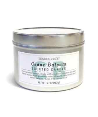 NEW Trader Joe's Cedar Balsam Scented Candle 5.7oz Lead Free Cotton Wick Natural