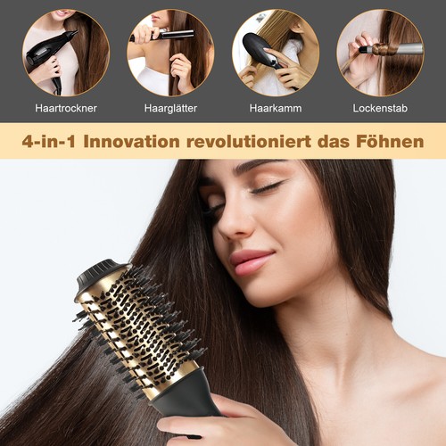 4-IN-1 Warmluftbürste Föhnbürste Fönbürste Lockenstab Hairstyler Lockenwickler - Bild 4 von 9