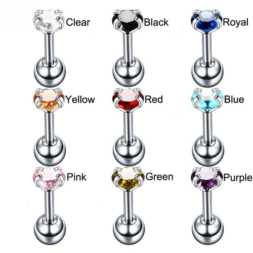 2pcs Stainless Steel 4mm Crystal Ear Cartilage Earrings Piercing Women's Jewelry - Picture 2 of 31