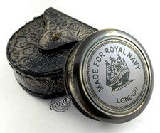 Ancien Nautique Laiton Boussole Marine Poche Appareil Vintage Calendrier Cadeau