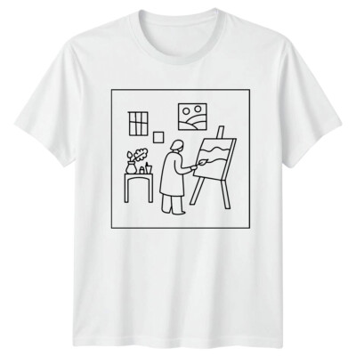 Malerei Künstler Staffelei Damen T-Shirt Herren Tee Hobby Grafik Unisex Top