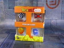 OFFICIAL DRAGON BALL Z SET OF 4 SHOT GLASSES PARTY GLASS NEW IN GIFT BOX  (P467)