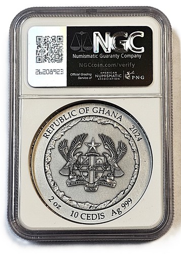 Rushmore Rock-cut Monuments 2 oz Antique finish Silver Coin Ghana 2024/ MS69 NGC - Picture 2 of 10