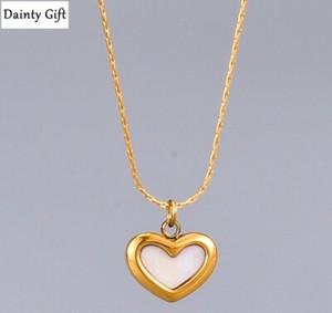 Authentic Gold Plated Titanium Gold Seashell Heart Love Necklace 16-18"