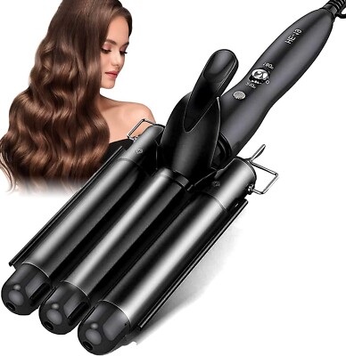 Junma Barrel Black Curling Iron Tongs Hair Waver Curler HE9