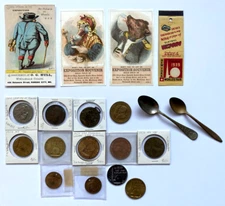 1878 Paris to NY World's Fair Trade Cards Tokens Spoons