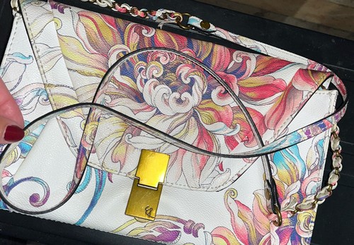 Elliott Lucca Pastel Scroll Crossbody White Ivory Floral Handbag Purse Clutch - Picture 8 of 15