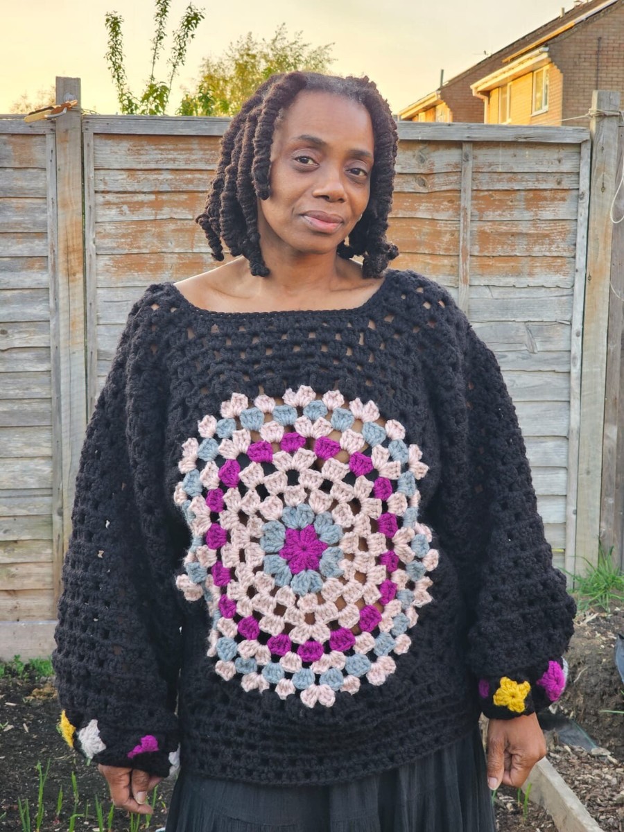 Handmade Chunky Crochet Granny Stitch Jumper Size 14 UK