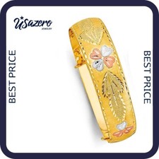 14K Tri Color Gold 1 7mm Adjustable Bangle