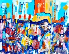 Cityscape Abstract Art Painting Hand-Painted Original Modern Art Home Decor