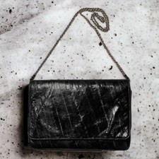 Eel-ectric Genuine Eel Skin Leather Purse Clutch Shoulder Strap Vintage EUC