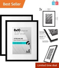 Sleek Black 8x10 Picture Frame Set with Shatter-Resistant Glass - For Home Decor