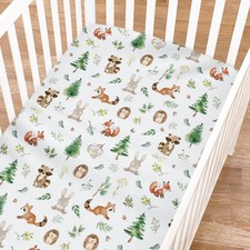 Watercolor Animals Baby Crib Sheet for Boy Girl 52"x28" Raccoon Hedgehog Squi...