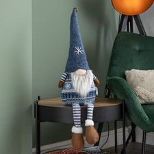 Image of 48cm Tall Christmas Gnome Gonk Nordic Decoration Blue Body Hat Bell Dangly Legs