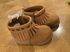 Carters Baby Boot Moccasin Size 3 with shiny brown hearts around.