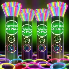 400 Ultra Bright Glow Sticks Bulk - Halloween Glow in the Dark Party Supplies 