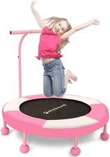 36-Inch Pink Mini Trampoline with Handle for Kids Age 3 Indoor Toddler Trampoli