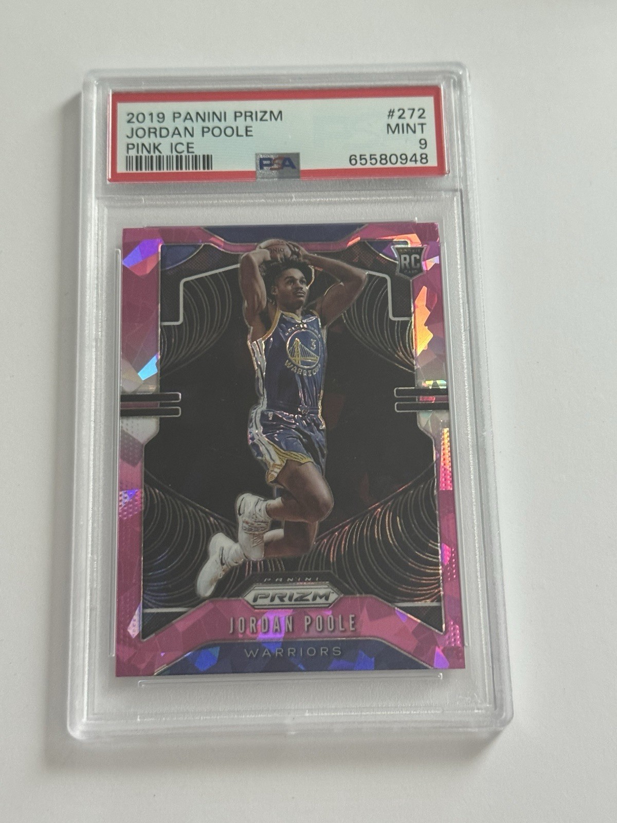 Jordan Poole 2019 Panini Pink Ice Prizm #272 Warriors RC Rookie PSA 9 Mint 7435