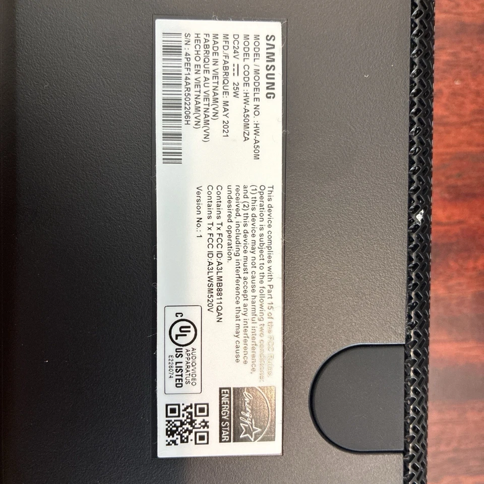 Barra de sonido Samsung HW-A50M/ZA 2.1 canales con subwoofer inalámbrico PS-WT55D negra Foto 4 de 4