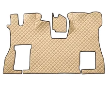 Eco Leather Beige Floor Mats + Engine Cover for Scania S 2016 + Flat Floor LHD