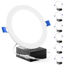 6 Pack 6 Inch Ultra Thin LED Recessed Ceiling Lights, 6000K Daylight Deluxe, ...