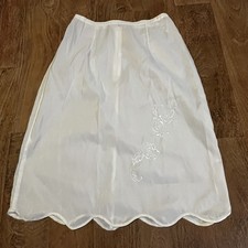 Vintage 1950s 1960s Carol Brent Embroidered Zip back Half Slip Scallop Hem