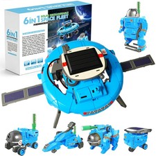 Hechify STEM Education Solar Robots Toys for Kids Age 8+, 6-in-1 DIY Blue