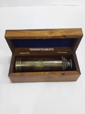 Vintage Brass Victorian Marine Telescope London 1915- with Wooden Box Rustic