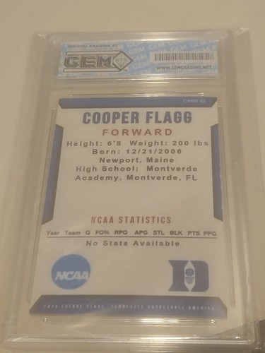 Cooper Flagg graded 10 card gem mint mt rookie rc grade college Nba Draft