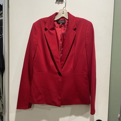 Kasper Size 6 Red Career Professional Blazer One Button Long Sleeved
