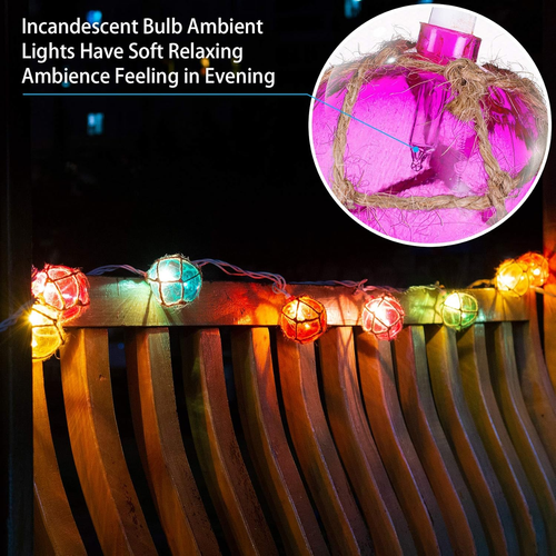 Nautical Fishing Float String Lights, Beach Themed Buoy Lights Set of 10 Multico - Picture 3 of 12