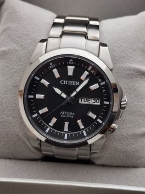 Citizen Attessa Radio-Controlled Solar Watch Day Display Titanium Used