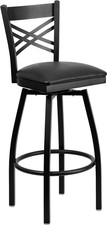Modern Black Metal Barstool with Upholstered Seat for Restaurants  Kitchens