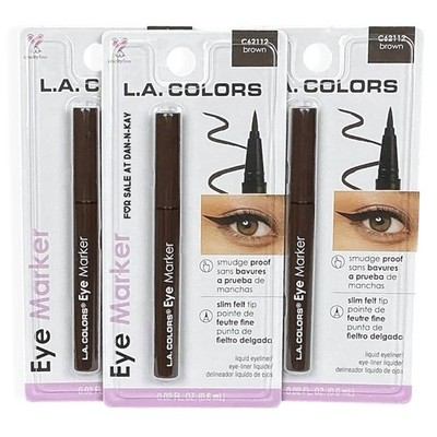 L.A. Colors Eye Markers Liquid Eyeliner  C62112 Brown  Lot Of 3