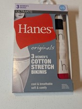 3-Pack HANES Originals Women's Size 5 /S Cotton Stretch Bikini Underwear New