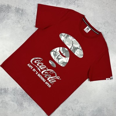 AAPE A Bathing Ape X Coca Cola Big Logo Short Sleeve T Shirt Red Size Large Hype