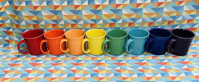 NEW FIESTAWARE RAINBOW 12 oz JAVA Mug set of 8 Mixed Color Fiesta FREE SHIPPING 