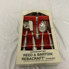 Reed & Barton Stainless Steel Rebacraft 4 Piece Hostess Set Imperfect Box