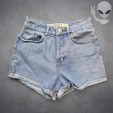 Brandy Melville John Galt Light Wash Denim Cuffed High Waisted Shorts OS Size 25