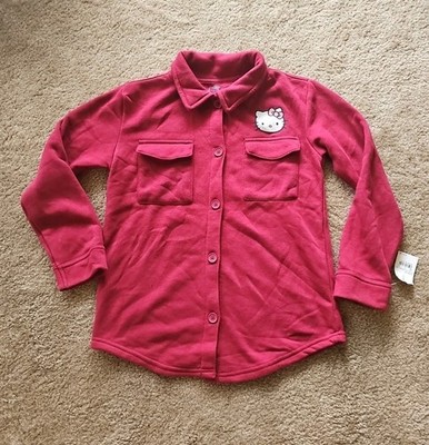 Hello Kitty by Sanrio Shirt Jacket Collared Long Sleeve Graphic Size Large NWT