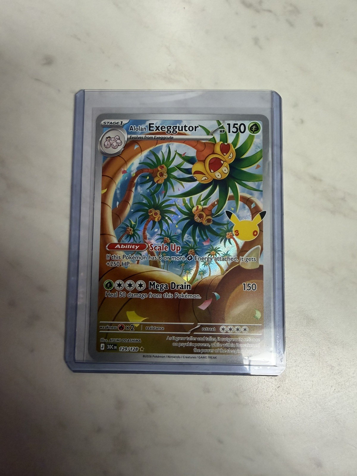 Pokemon Alolan Exeggutor 129/128 30th Celebration Anniversary Illustration Rare